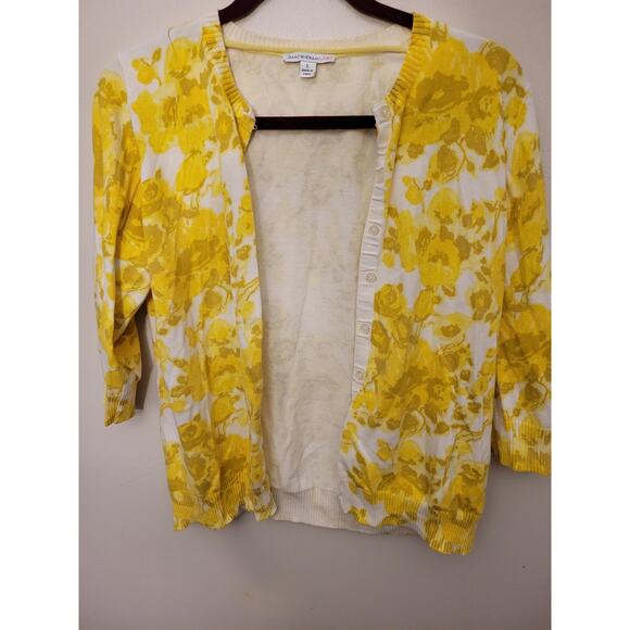 Isaac Mizrahi Live yellow and white button-down sweater Size L - Picture 1 of 7